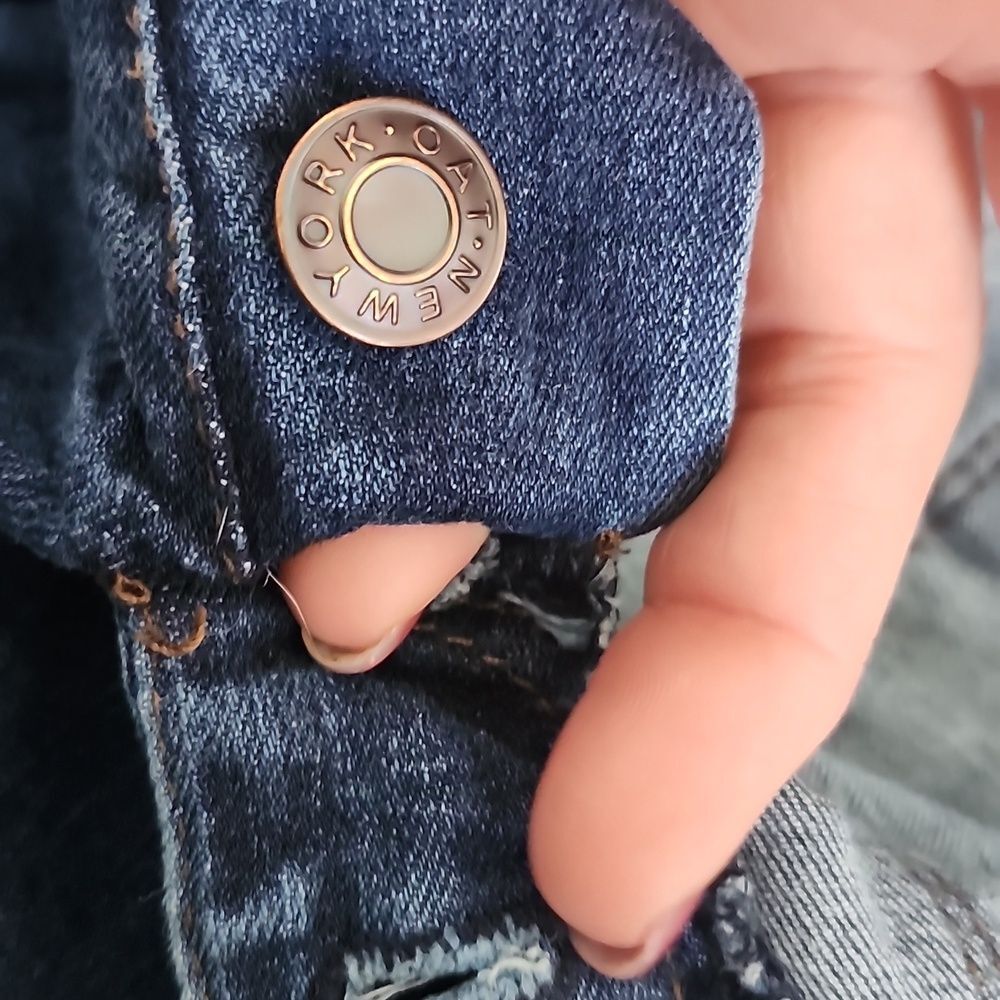 OAT New York High Rise Button Fly Wide Leg Jeans, Dark Blue Wash, 32 - Picture 11 of 11